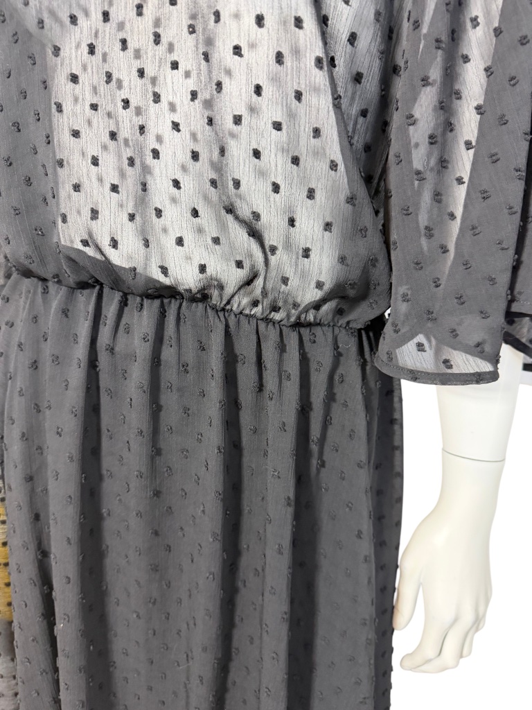 Mikuta Black Sheer Swiss Dot Kimono Sleeve Maxi Dress Size M Nwt — image 3 of 8